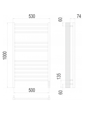 Полотенцесушитель Terminus Сицилия Sensor Quick Touch электро П12 500х1000 БП схема
