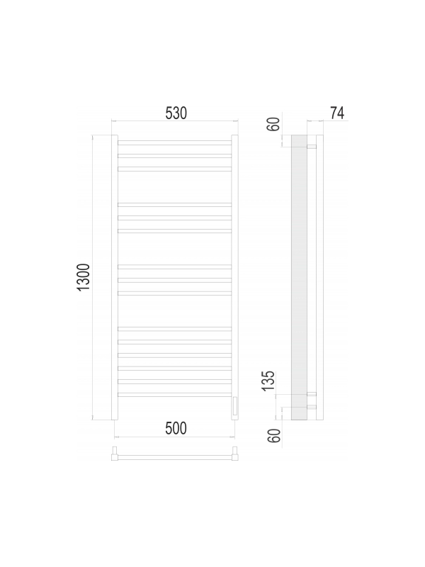 Полотенцесушитель Terminus Сицилия Sensor Quick Touch электро П15 500х1300 БП схема