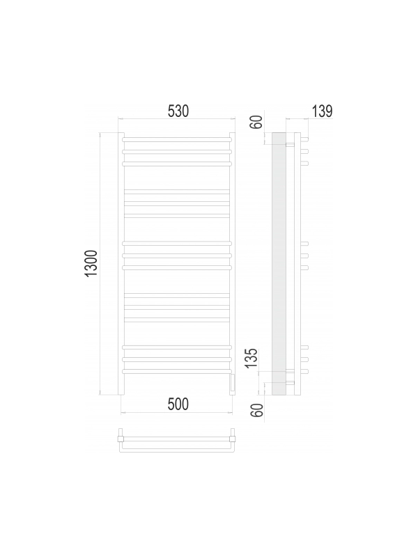 Полотенцесушитель Terminus Соренто Sensor Quick Touch электро П15 500х1300 БП схема