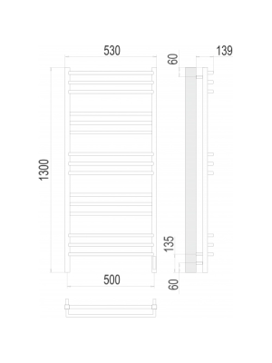 Полотенцесушитель Terminus Соренто Sensor Quick Touch электро П15 500х1300 БП схема