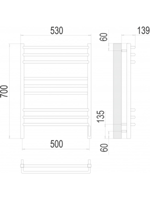 Полотенцесушитель Terminus Соренто Sensor Quick Touch электро П9 500х700 БП схема