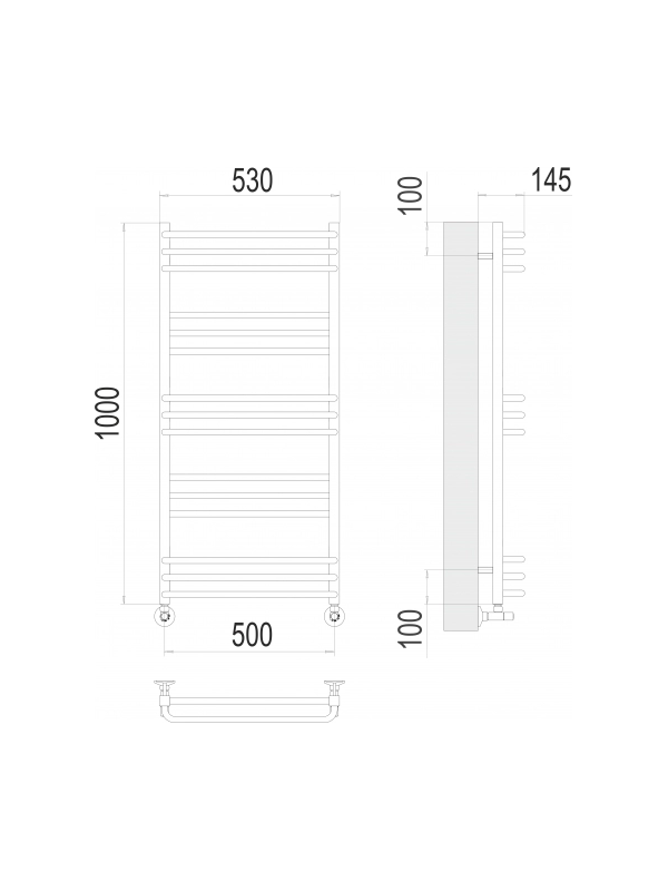 Полотенцесушитель Terminus Соренто П15 500х1000 НП (1/2") схема