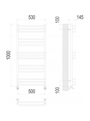 Полотенцесушитель Terminus Соренто П15 500х1000 НП (1/2") схема