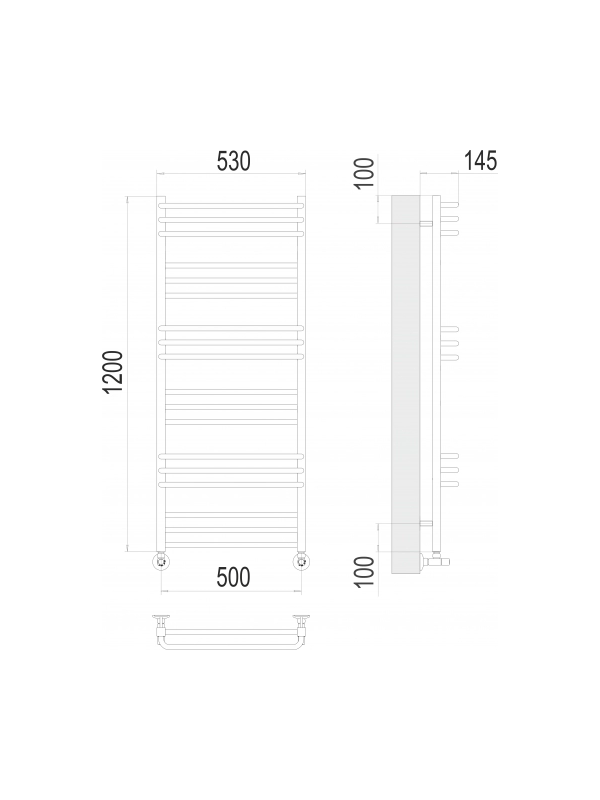 Полотенцесушитель Terminus Соренто П18 500х1200 НП (1/2") схема