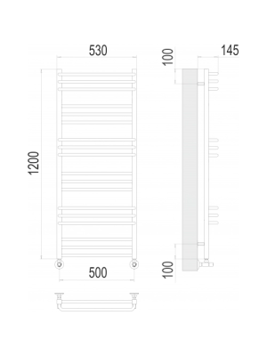 Полотенцесушитель Terminus Соренто П18 500х1200 НП (1/2") схема