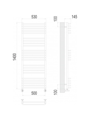 Полотенцесушитель Terminus Соренто П23 500х1400 НП (1/2") схема