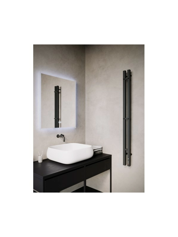 Полотенцесушитель Terminus Стойка электро Duo профиль 1200 черный в интерьере