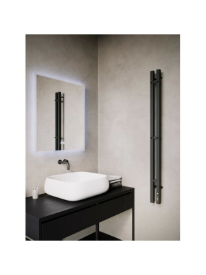 Полотенцесушитель Terminus Стойка электро Duo профиль 1200 черный в интерьере