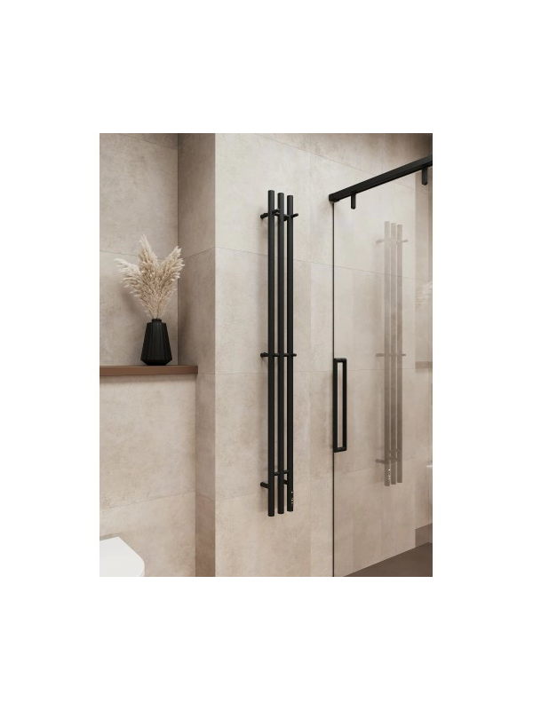 Полотенцесушитель Terminus Стойка электро Tres круг 1600 черный в интерьере