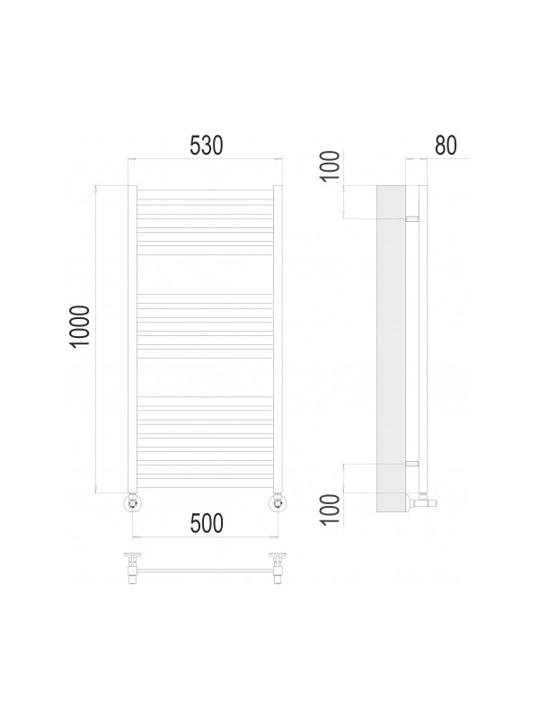 Полотенцесушитель Terminus Тоскана П17 500х1000 НП (1/2") схема