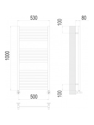 Полотенцесушитель Terminus Тоскана П17 500х1000 НП (1/2") схема