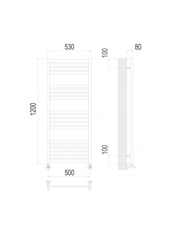 Полотенцесушитель Terminus Тоскана П19 500х1200 НП (1/2") схема