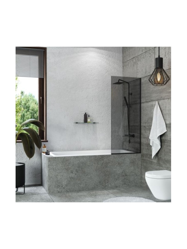 Душевая шторка стационарная Terminus 60х140 тонированное стекло (черный) в интерьере