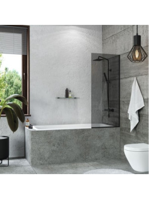 Душевая шторка стационарная Terminus 60х140 тонированное стекло (черный) в интерьере