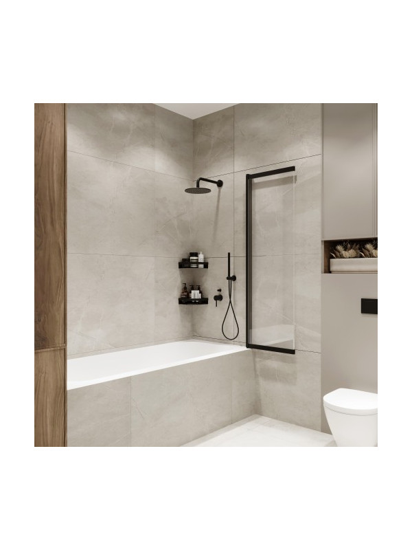 Душевая шторка Benetto Slide Open 90х150 матовое стекло (черный) раздвижная конструкция (1)