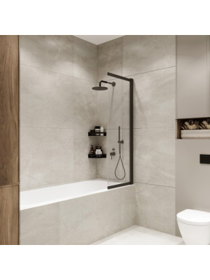 Душевая шторка Benetto Slide Open 90х150 прозрачное стекло (черный) раздвижная конструкция