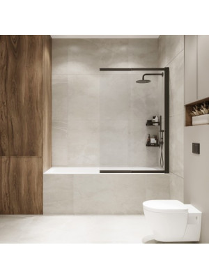 Душевая шторка Benetto Slide Open 90х150 прозрачное стекло (черный)