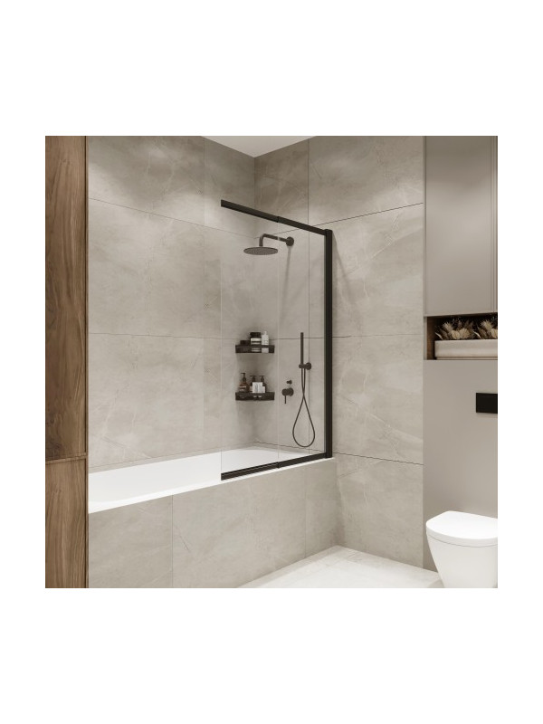 Душевая шторка Benetto Slide Open 90х150 тонированное стекло (черный) раздвижная конструкция (2)