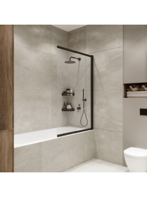 Душевая шторка Benetto Slide Open 90х150 тонированное стекло (черный) раздвижная конструкция (2)