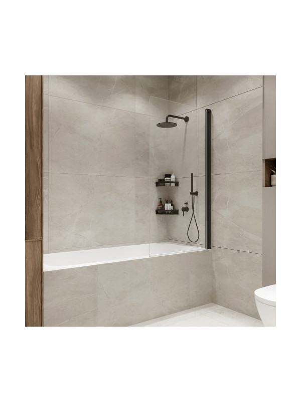 Душевая шторка Benetto Wide Open 70х150 матовое стекло (черный) распашная конструкция (1)