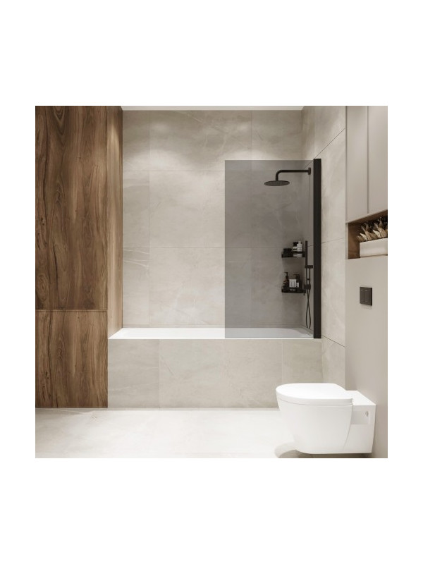 Душевая шторка Benetto Wide Open 70х150 тонированное стекло (черный)