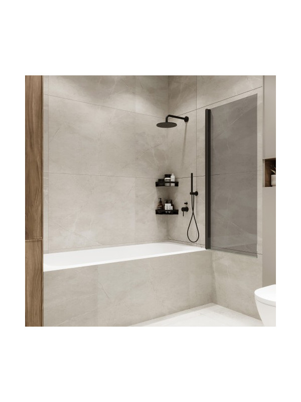 Душевая шторка Benetto Wide Open 70х150 тонированное стекло (черный) распашная конструкция