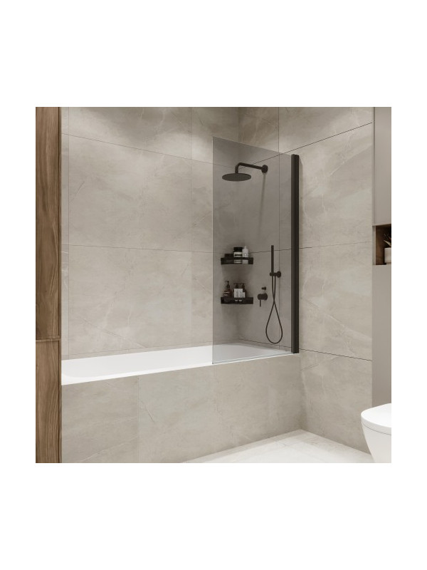 Душевая шторка Benetto Wide Open 70х150 тонированное стекло (черный) распашная конструкция (1)