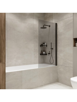 Душевая шторка Benetto Wide Open 70х150 тонированное стекло (черный) распашная конструкция (1)