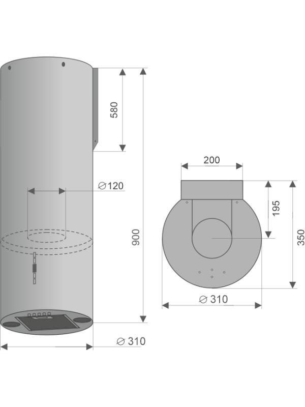 Вытяжка Konigin Ester 31 Inox/Black Glass схема