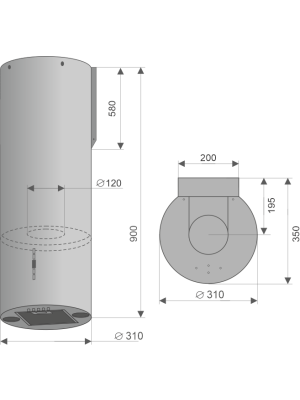 Вытяжка Konigin Ester 31 Inox/Black Glass схема
