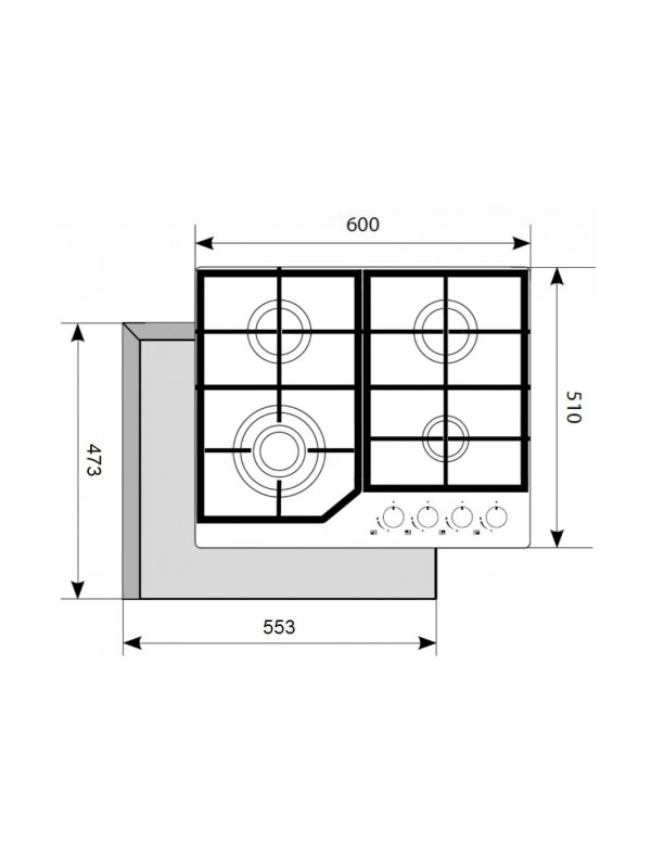 Газовая варочная панель Akpo PGA 604 HGC-T WH White схема
