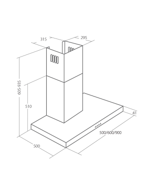 Вытяжка Akpo Feniks Slim Eco 90 WK-4 Inox схема