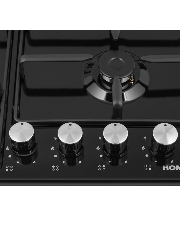 Газовая варочная панель HOMSair HGE643GBK Black вблизи