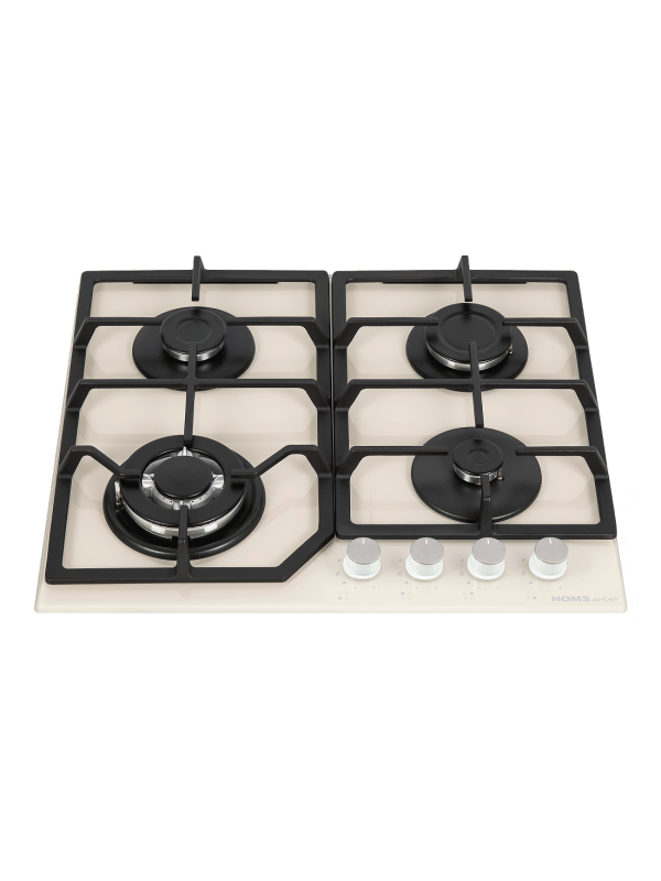 Газовая варочная панель HOMSair HGG643TGCBG Ivory спереди