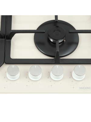 Газовая варочная панель HOMSair HGG643TGCBG Ivory вблизи