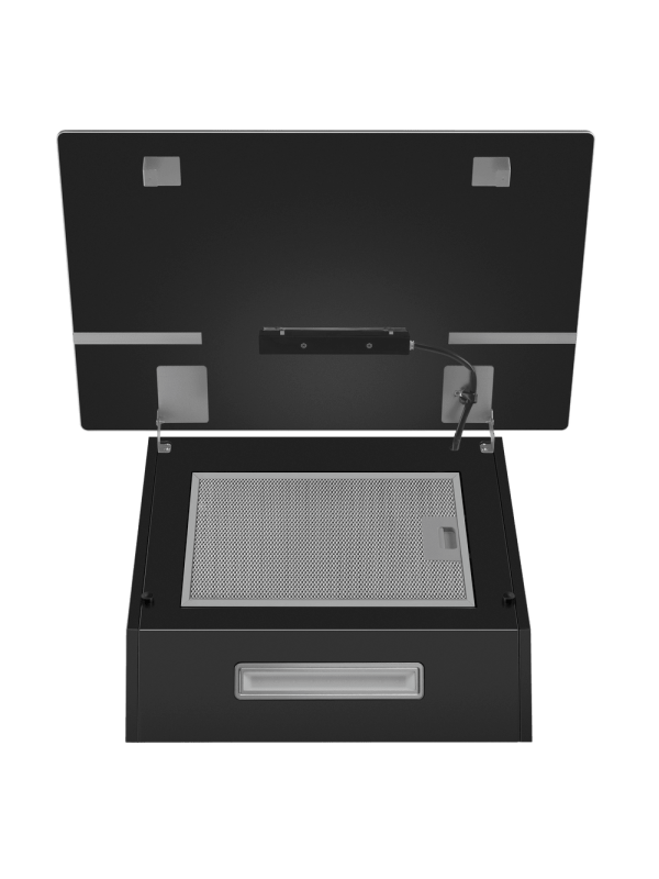 Вытяжка Maunfeld Astro 60 Black снизу с открытой крышкой