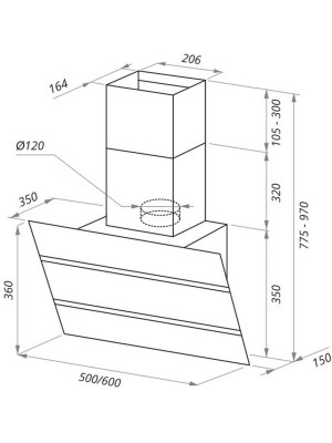 Вытяжка Maunfeld Bridge 50 Black/Black Glass схема
