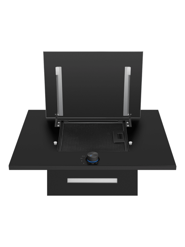 Вытяжка Maunfeld Comfort 60 Side Black снизу с открытой крышкой