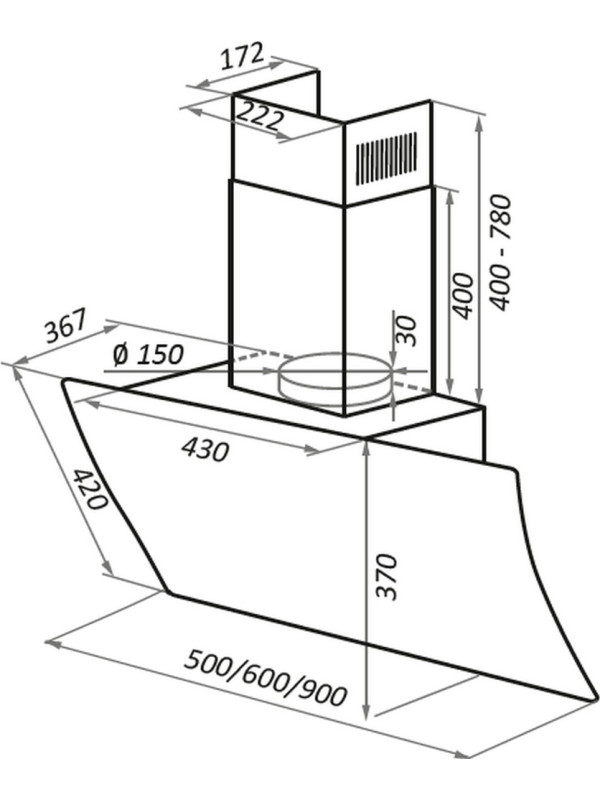 Вытяжка Maunfeld Sky Star Chef 90 Beige схема
