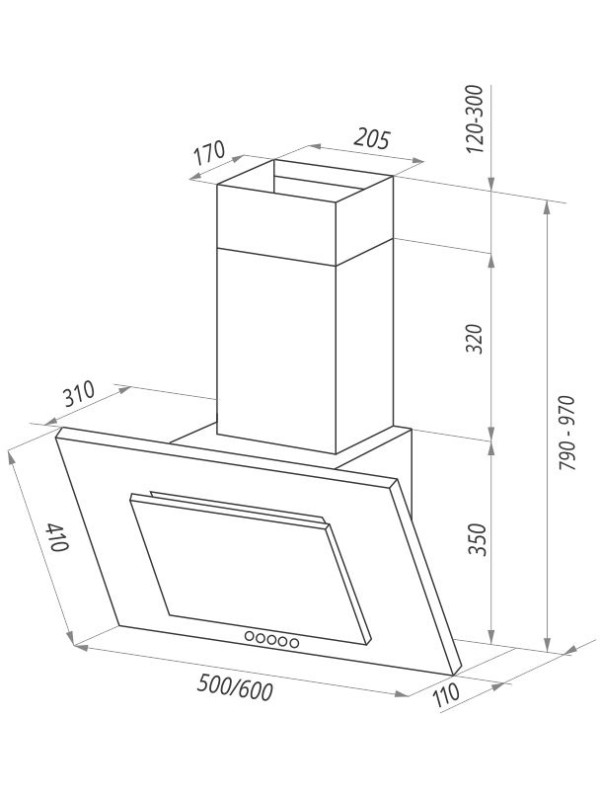 Вытяжка Maunfeld Tower C 50 Inox схема
