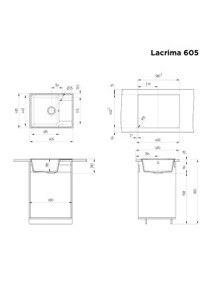 Кухонная мойка Maunfeld Lacrima 605 MFQS-605B черный схема