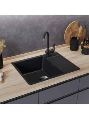 Кухонная мойка Maunfeld Lacrima 605 MFQS-605B черный в интерьере