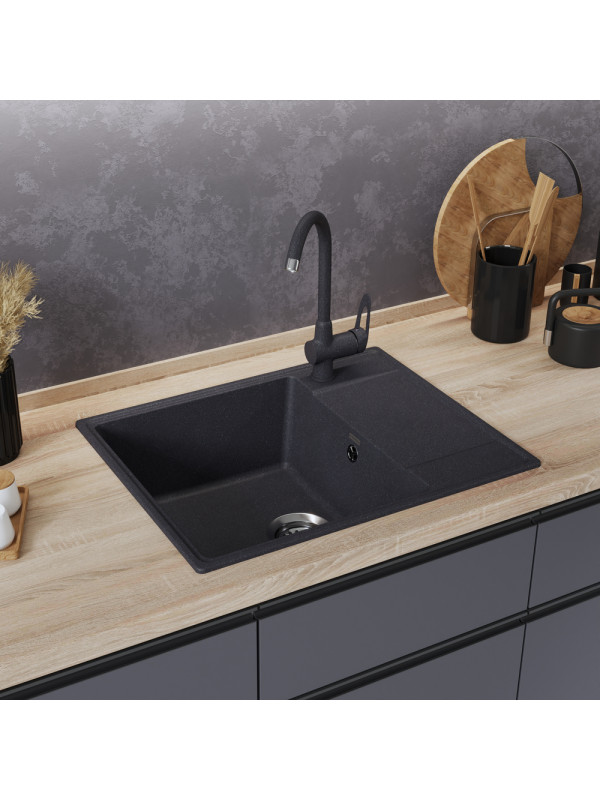 Кухонная мойка Maunfeld Lacrima 605 MFQS-605DGR темно-серый в интерьере