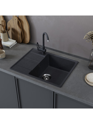 Кухонная мойка Maunfeld Lacrima 650 MFQS-650DGR темно-серый в интерьере