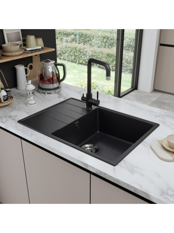 Кухонная мойка Maunfeld Lacrima 700 MFQS-700B черный в интерьере