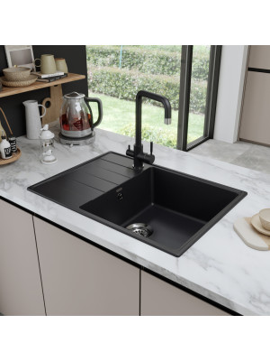 Кухонная мойка Maunfeld Lacrima 700 MFQS-700B черный в интерьере