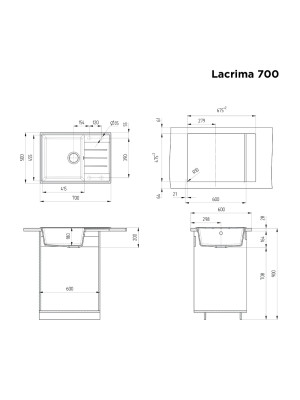Кухонная мойка Maunfeld Lacrima 700 MFQS-700DGR темно-серый схема
