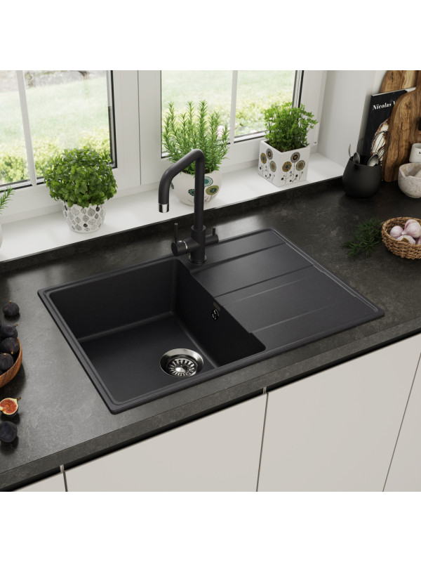 Кухонная мойка Maunfeld Lacrima 750 MFQS-750B черный в интерьере