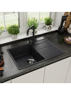 Кухонная мойка Maunfeld Lacrima 750 MFQS-750B черный в интерьере
