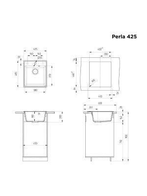 Кухонная мойка Maunfeld Perla 425 MFQS-425B черный схема